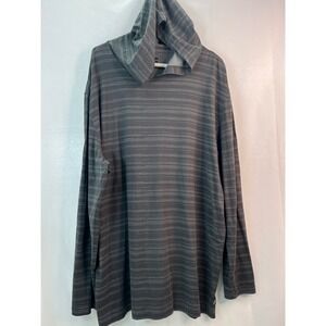 PGA Tour XL Mens Gray Striped Long Sleeve Golf Hoodie Pullover Shirt Preppy Soft